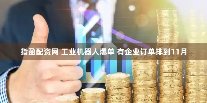 指盈配资网 工业机器人爆单 有企业订单排到11月